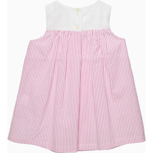 Petal Bib Pinafore Duck Dressbright, Pink Stripe - Trotters London | Maisonette