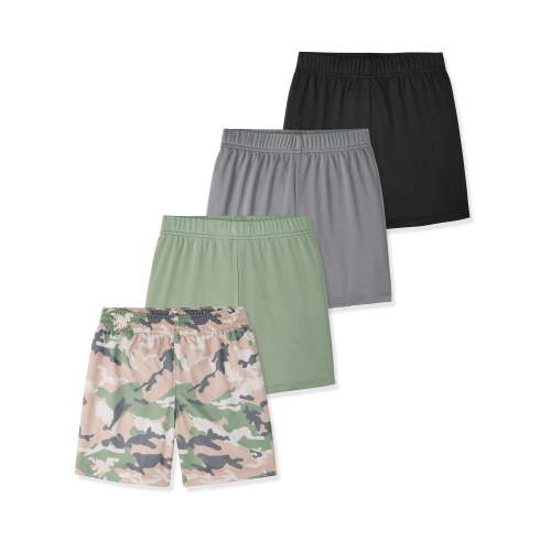 Garanimals Newborn, Baby & Toddler Boy Lightweight Active Shorts, Mesh & Solid, 4-Pack, Sizes 0-6T
