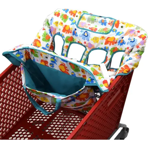 Twin Double Shopping Cart Cover for Baby Siblings with Carrying Case. Fit Wholesale Warehouse Grocery Stores Like Costco SAMS Club (Colorful Elephant)