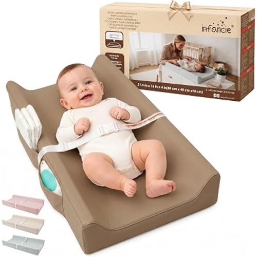 Baby Changing Pad Waterproof Vegan Leather & Nonslip Bottom 31.5x16in