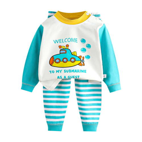 RYTAYY Infant Boys Clothing Sets 2-Pack Cute Print Long Sleeve Round Neck Top and Elastic Pants Pajama Set Comfortable Sleepwear Casual Daily Wear Relaxed Loungewear Set
