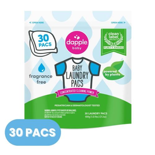 Dapple Baby Laundry Detergent Pacs Fragrance Free For Sensitive Skin - 30ct: Hypoallergenic, Dye-Free, Sulfate-Free