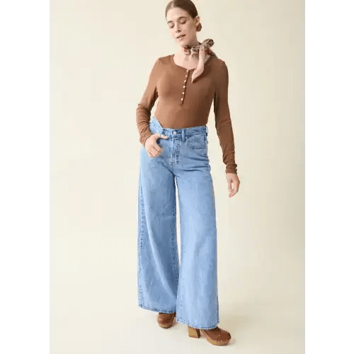 Rib Henley Long Sleeve Maternity + Nursing Top