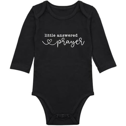 Little Answered Prayer Infant Reveal Ideas Pregnancy Baby Announcement Bodysuit Girl And Boy 0-12M