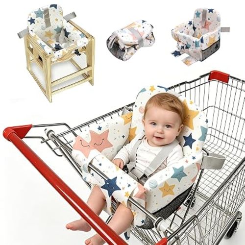 Shopping Cart Cover for Baby Boy & Girl,High Chair Cover for Restaurant Seat,Soft Padded Machine Washable Infant Toddler Buggy Seat Cover,Swing Insert for Infant & Toddler - Stars