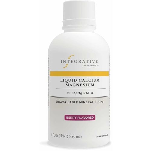 Integrative Therapeutics Liquid Calcium Magnesium - Liquid Supplement That Supports Bone Health* - Includes Vitamin D3 & a Magnesium Complex - Gluten-Free & Dairy-Free - Berry, 16 oz (32 Servings)
