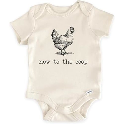 New To The Coop Chicken Pregnancy Reveal Bodysuit (0-3 Months, Natural)