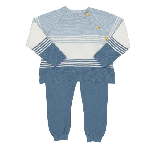 Color Block Knit Set French Blue