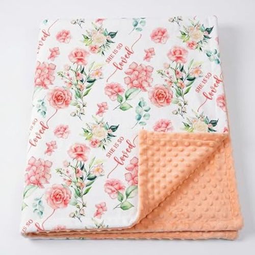 30" x 40" Floral Soft Plush Minky Blanket with Double Layer Dotted Backing