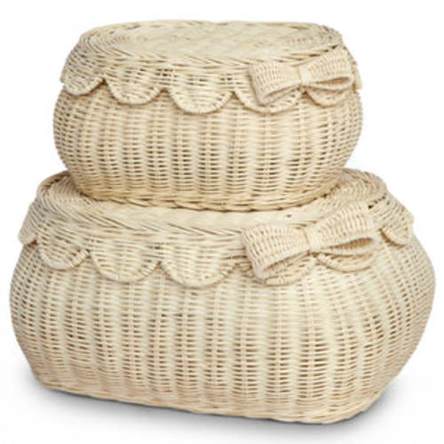 Flora Scalloped Basket Set With Bow – BEBE BASK