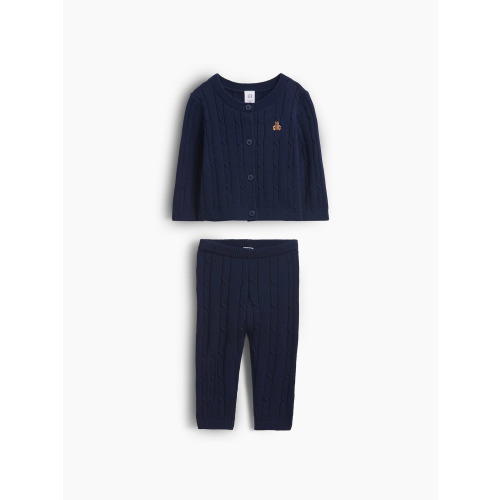 Baby Cable-Knit Cardigan Sweater Outfit Set