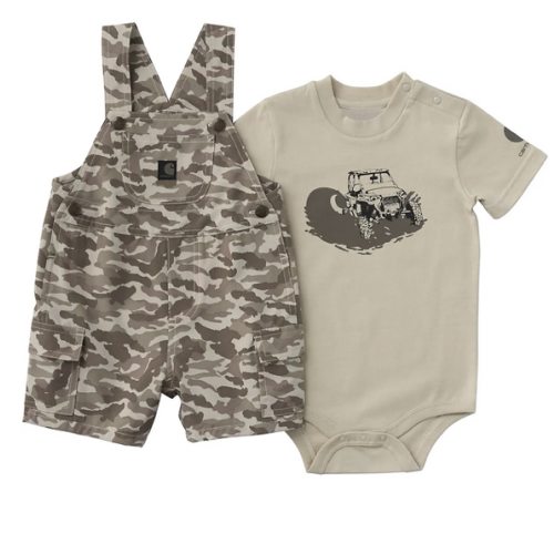 6-9M Boys' 2-Piece Short Sleeve Bodysuit & Camo Cargo Pocket Shortall Set (Baby) | Carhartt
