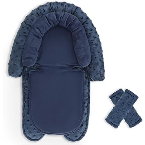 Infant Car Seat Insert, Baby Car Seat Head & Body Support with Straps Pads, Soft Newborn Preemie Carseat Insert Cushion for Girls Boys, Fits Car Seat, Stroller, Swing, Bouncer, Dark Blue