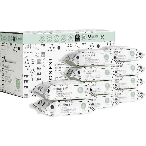 The Honest Company Clean Conscious Unscented Wipes | Over 99% Water, Compostable, Plant-Based, Baby Wipes | Hypoallergenic for Sensitive Skin, EWG Verified | Pattern Play, 720 Count