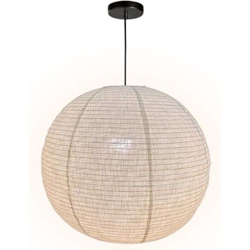 Nogy Pendant Light Fixture - Hanging Light - Off White Linen Pendant Light Large Linen Lantern - Perfect for Home Decor, Easy Installation (Hardwired)