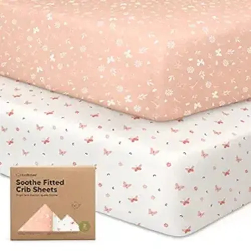 KeaBabies 2-Pack Organic Crib Sheets for Boys, Girls - 52x28 Fitted Crib Mattress Sheet Neutral, Breathable Jersey Cotton Cover for Baby Bed, Toddler Mattress, Soft & Cute Prints (Butterflies)