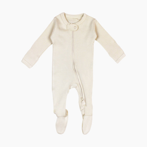 L'ovedbaby Organic 2-Way Zipper Footie - Buttercream, 0-3 M
