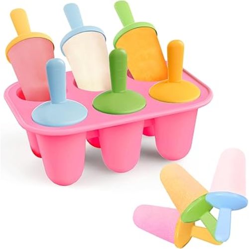 Lamesa Popsicles Molds Silicone, 6 Pieces BPA-Free Ice Pop Mold, Reusable Mini Toddler Popsicle Molds with Sticks, Homemade Small Popsicle Mold for Kids (Pink)
