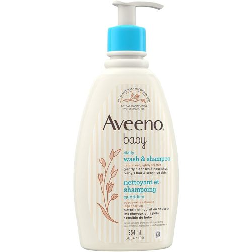 Aveeno Baby Daily Wash & Shampoo baby’s hair & Sensitive Skin Cleanser with Natural Oat Paraben Free & Phthalate Free, sulfates-free and dye-free - 354 mL