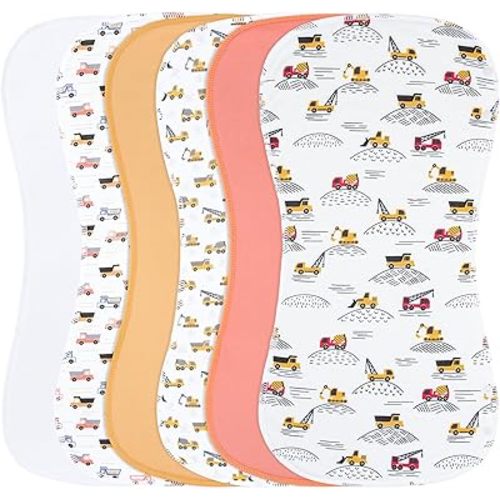 2-in-1 Burp Cloths and Baby Bibs - 6 Pack Large Super Absorbent Soft Cotton Burping Cloths for Spit Up, 3 Layers Thick Baby Burp Rags for Girls & Boys