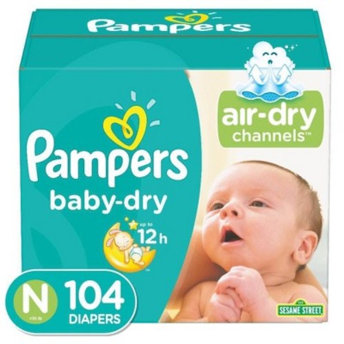 Pampers Baby Dry Diapers Super Pack Size Newborn - 104ct