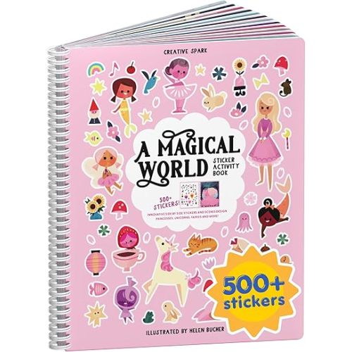 A Magical World 500+ Sticker Book for Girls by Cupkin Toddler Airplane Activity Coloring + Sticker Book, Road Trip Essentials, 12 Coloring Pages + Scenes for Ages 2–8 Years