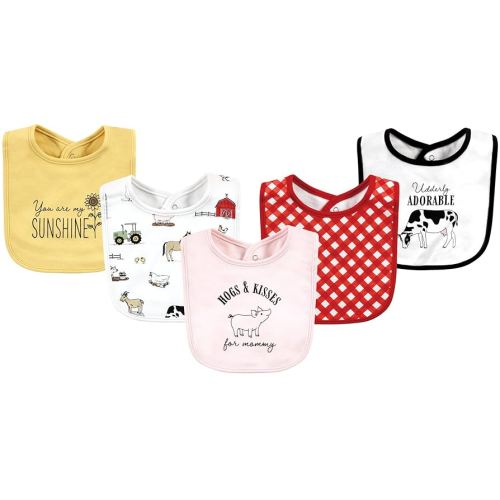 Hudson Baby Unisex Baby Cotton Bibs, Girl Farm, One Size