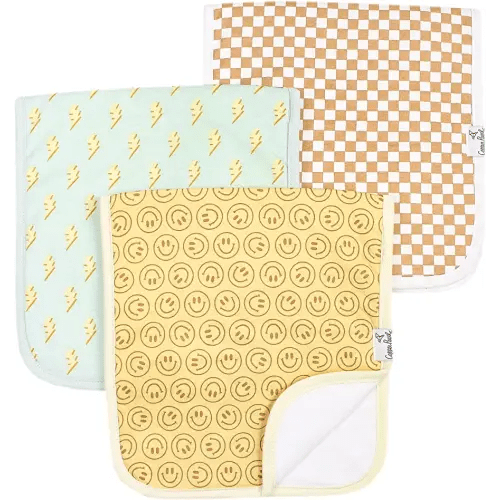 Copper Pearl Premium Baby Burp Cloths - 3-Pack Large Cotton Burp Cloths, Extra Soft Spit Up Rags with 3 Absorbent Layers, Perfect for Baby Boy and Baby Girl Gifts (21" x 10" Size, Vance Set)