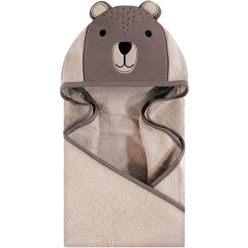 Hudson Baby Unisex Baby Cotton Animal Face Hooded Towel, Modern Bear, One Size