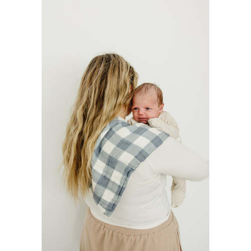 Dusty Blue Gingham Muslin Burp Cloth | 100% Cotton | Baby Essentials Default Title