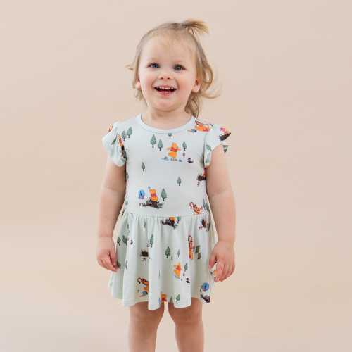 Kyte Baby Twirl Bodysuit Dress in Winnie the Pooh Hundred Acre Wood - Winnie the Pooh Hundred Acre Wood / 6-12 Months