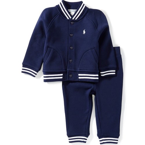 Ralph Lauren Baby Boys Long-Sleeve Fleece Baseball Jacket & Matching Jogger Pants Set