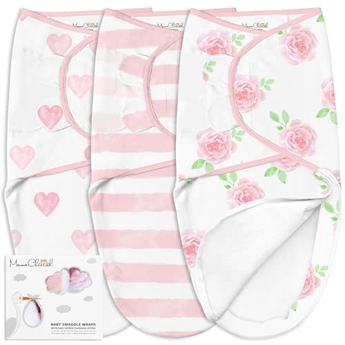 Organic Cotton Baby Swaddle Blanket Wrap with Easy Diaper Change Zipper L | Infant Swaddle Sleep Sack, GOTS & OEKO-TEX Certified Swaddler for Large Babies 14-18 lb, 3-6 Month, 3-Pack By Mama Cheetah