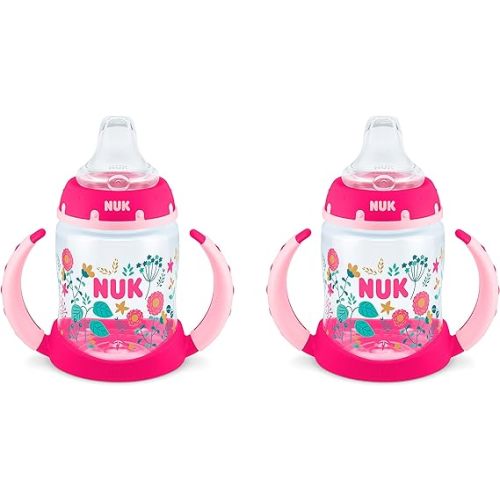 NUK Learner Cup, 5oz, 2-Pack, Flowers – BPA Free, Spill Proof Sippy Cup