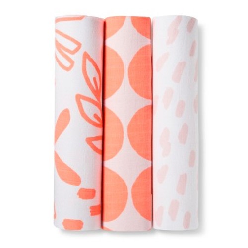 Muslin Swaddle Blanket Pink Lemonade 3pk - Cloud Island™