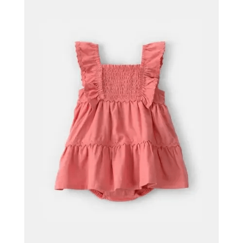 Baby Girl Ruffle Sleeveless Bodysuit Dress - Orange | Carter's