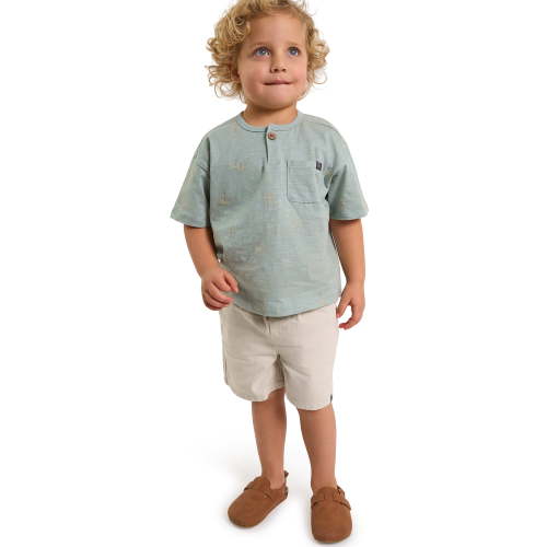 Modern Moments by Gerber Baby and Toddler Boy Henley Tee and Short Set, 2-Piece, Sizes 0/3 Months - 5T