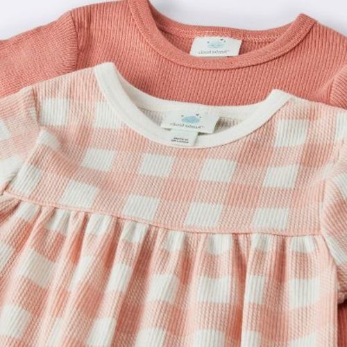 Baby Girls' 2pk Gingham Jacquard Romper - Cloud Island™ Pink 3-6M