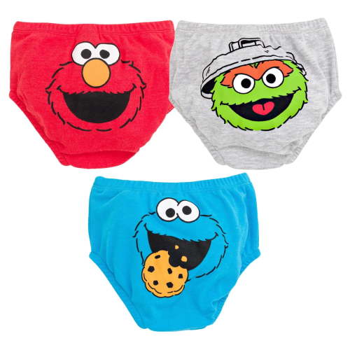 Sesame Street Elmo Cookie Monster Oscar the Grouch Infant Baby Boys 3 Pack Diaper Covers Red / Blue Gray 6-12 Months