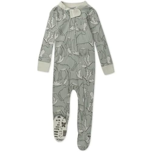 HonestBaby Girls' Organic Cotton Snug-fit Footed Pajamas