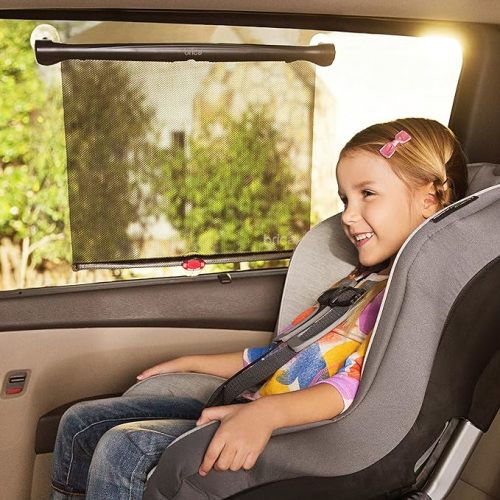 Munchkin® Brica® Sun Safety™ Car Window Roller Shade with White Hot® Heat Alert, Black, 2 Count (Pack of 1)