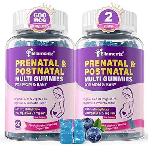 Prenatal Vitamins for Women with Methylfolate, Vegan Omega-3 DHA, Organic Food Blend, Probiotics, Iron, Vitamin D3 B6 B12, Choline, Sugar Free Multivitamin for Women During & Post Pregnancy, 120 Cts