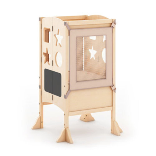 Guidecraft Classic Kitchen Helper Foldable Toddler Tower Stool with Anti-tip Feet and Safety Nets & Reviews | Wayfair