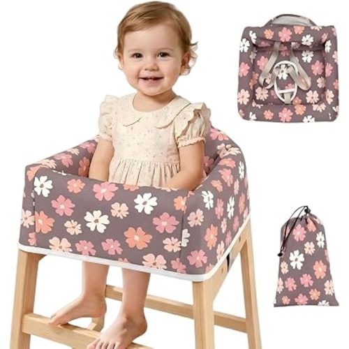 Baby High Chair Cover Restaurant with Strap Pads-Flower