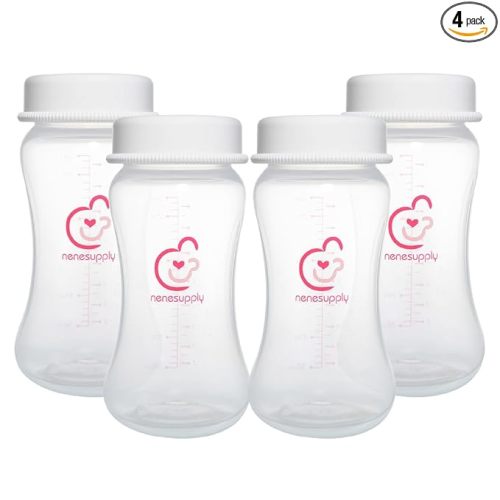 Nenesupply 9oz 4 Count Wide Neck Mouth Breastmilk Storage Bottle Breast Pump Bottles Use for Pumping with Spectra S1 S2 9 Plus Breast Pumps. Replace Spectra Bottles for Pumping Breastmilk Collection