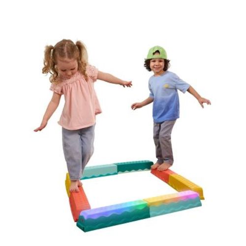 B. toys Step 'n' Glow Balance Beams - 8pc Sensory Balance Beams with Lights for Active Play
