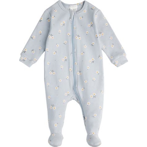 Daisy Print Rib Organic Cotton One-Piece Footie Pajamas, 9-12M