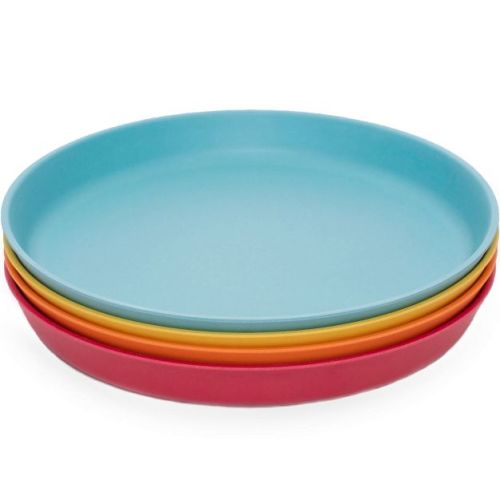 WeeSprout Bamboo Plates, Kid-Sized Bamboo Kids Plates, Dishwasher Safe Bamboo Plate for Kids, 4 pack