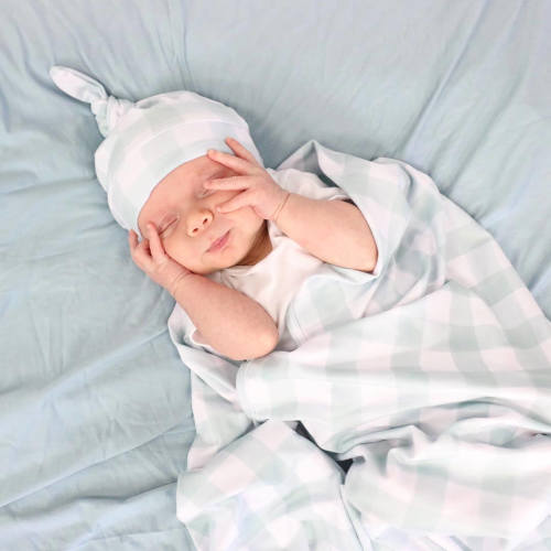 Solid Light Dusty Blue Bamboo Knit Swaddle Blanket