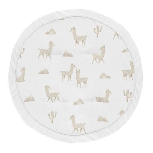 Sweet Jojo Designs Boy or Girl Gender Neutral Unisex Baby Tummy Time Playmat Boho Llama Taupe and White